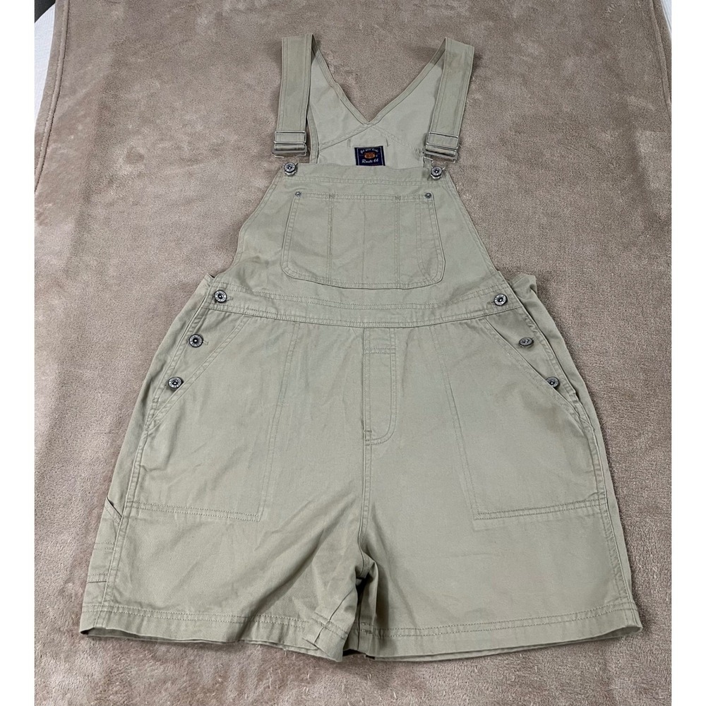 Route 66‎ Vintage Khaki Shortalls Romper Size L beige Casual Streetwear EUC